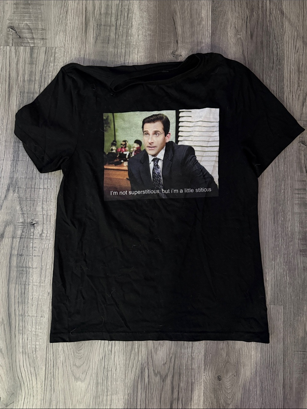 The office Graphic Black Men’s Tee with Desk Scene Print